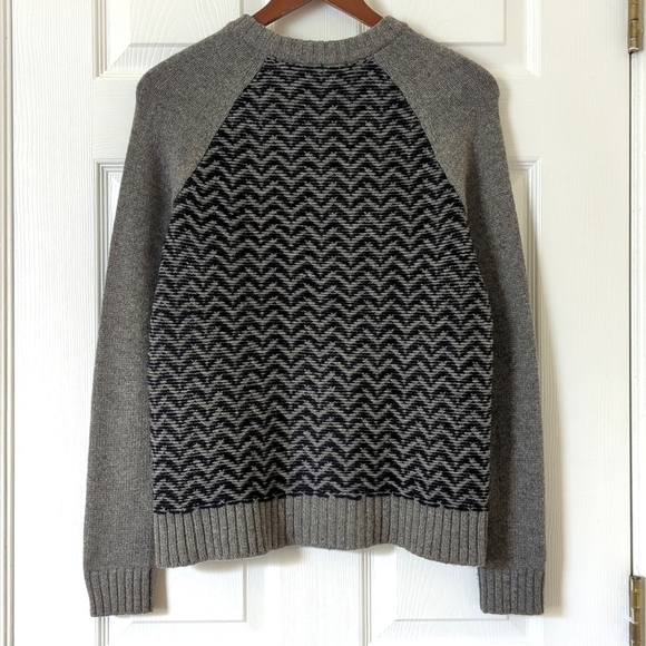 Madewell Merino Wool Reverse Herringbone Knit Crewneck Sweater Gray Navy XS - Picture 10 of 12